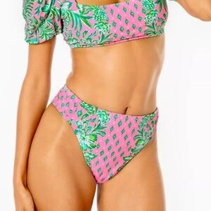 Lilly Pulitzer Clancy high waist bikini bottoms in PINK SHANDY 💖🌴